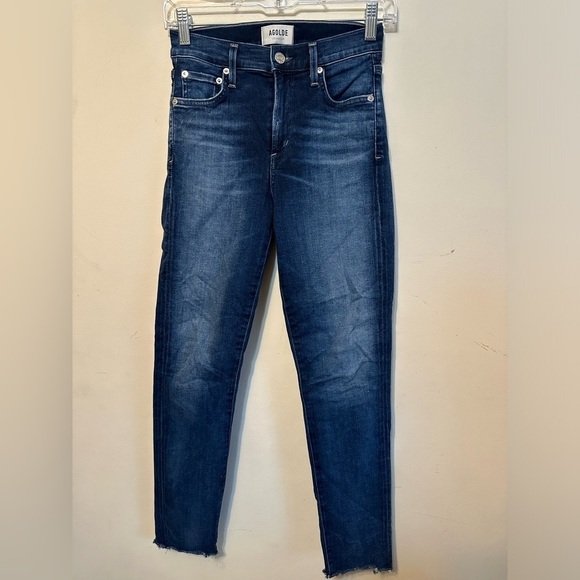 Agolde Sophie High Rise Skinny Crop in Reverb Size 24 Style A018 Raw Hem - Picture 2 of 7